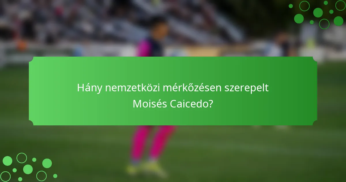 Hány nemzetközi mérkőzésen szerepelt Moisés Caicedo?