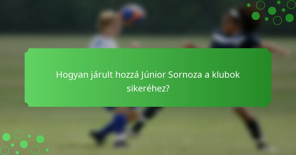 Hogyan járult hozzá Júnior Sornoza a klubok sikeréhez?