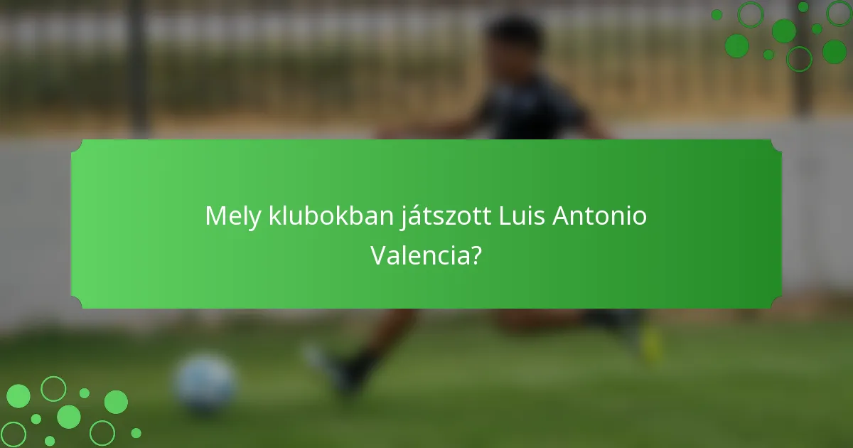 Mely klubokban játszott Luis Antonio Valencia?