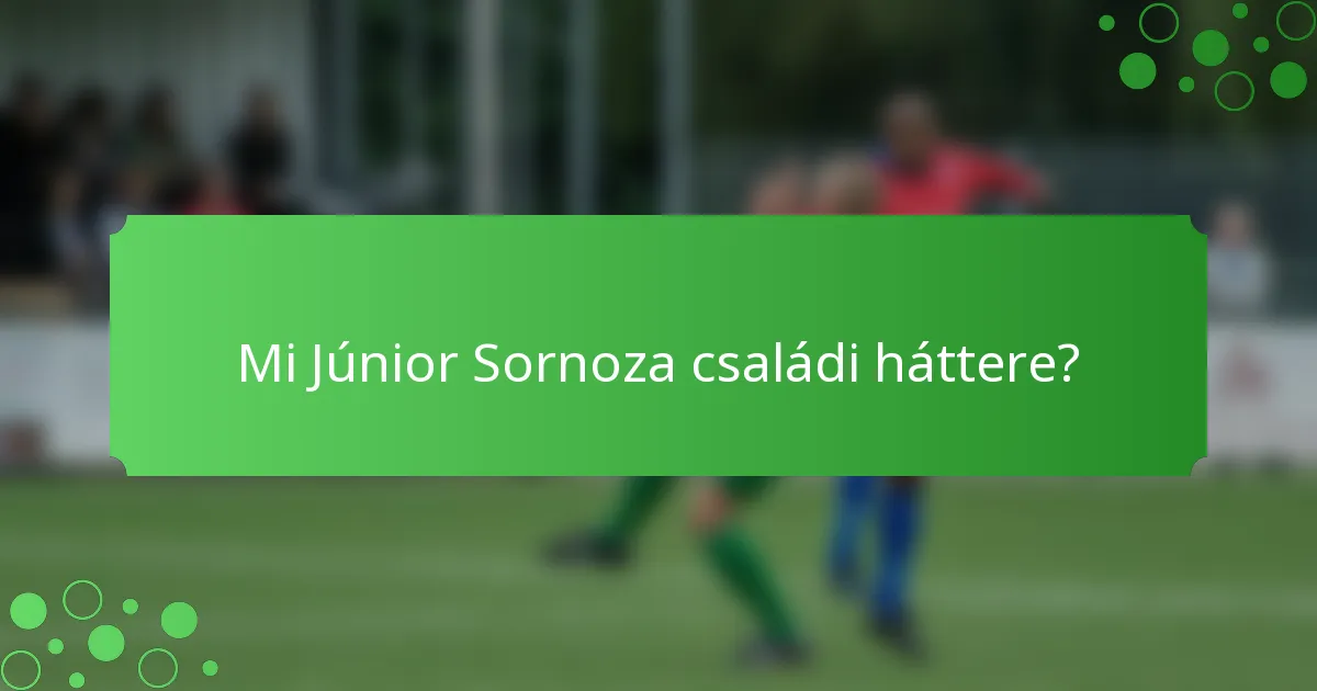 Mi Júnior Sornoza családi háttere?