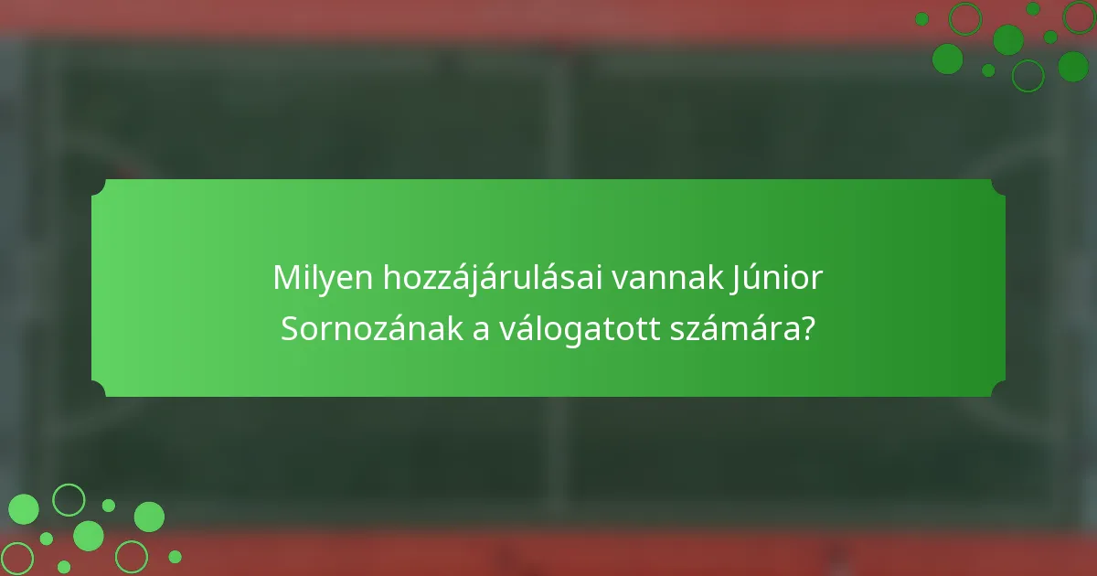 Milyen hozzájárulásai vannak Júnior Sornozának a válogatott számára?
