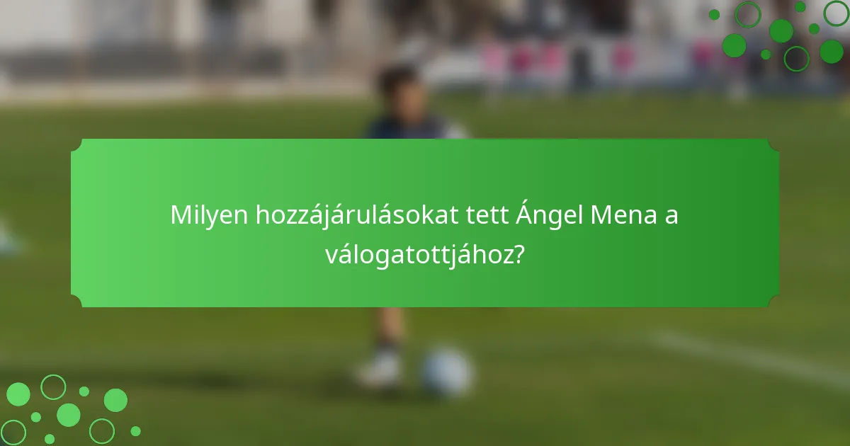 Milyen hozzájárulásokat tett Ángel Mena a válogatottjához?