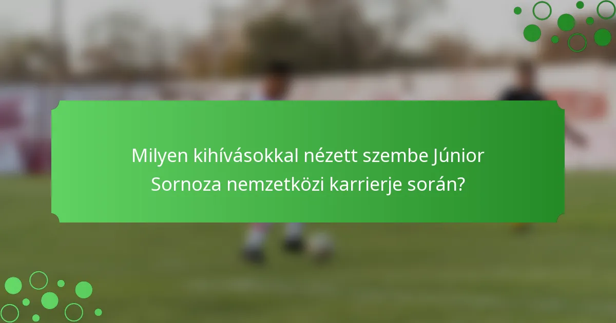 Milyen kihívásokkal nézett szembe Júnior Sornoza nemzetközi karrierje során?