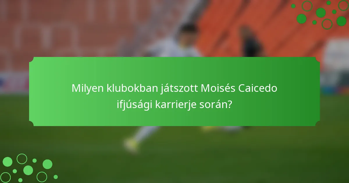 Milyen klubokban játszott Moisés Caicedo ifjúsági karrierje során?